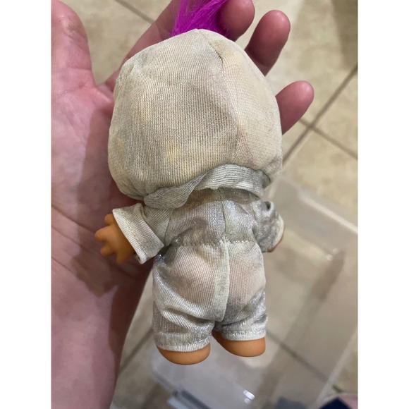 Vintage Troll Doll Astronaut Spaceman Silver Outfit Pink Hair Toy Collectible - Picture 3 of 3